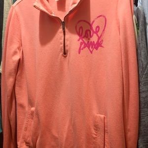 VS Pink Neon Coral Quarter Zip!